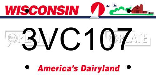 3VC107 Wisconsin License Plate