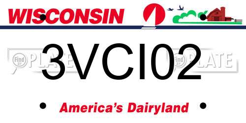 3VCI02 Wisconsin License Plate