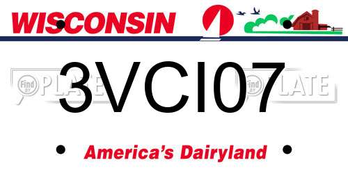 3VCI07 Wisconsin License Plate