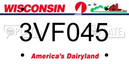 3VF045 Wisconsin License Plate