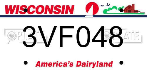 3VF048 Wisconsin License Plate