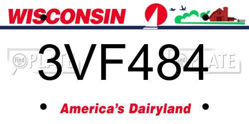 3VF484 Wisconsin License Plate
