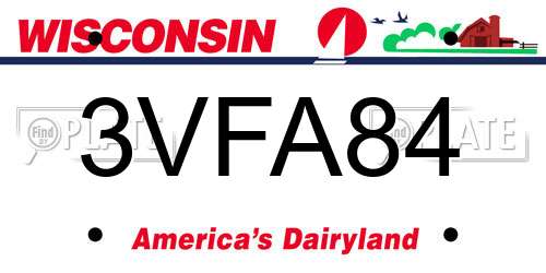 3VFA84 Wisconsin License Plate