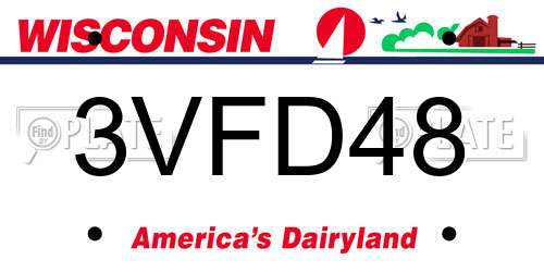 3VFD48 Wisconsin License Plate