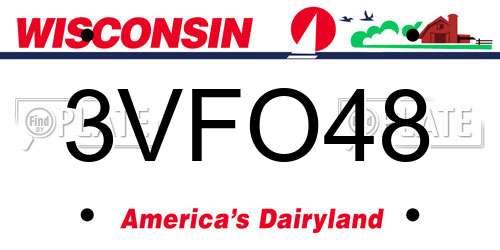3VFO48 Wisconsin License Plate