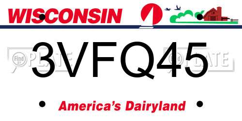 3VFQ45 Wisconsin License Plate