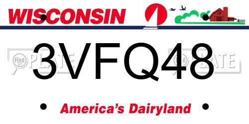 3VFQ48 Wisconsin License Plate