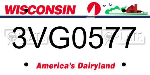 3VG0577 Wisconsin License Plate