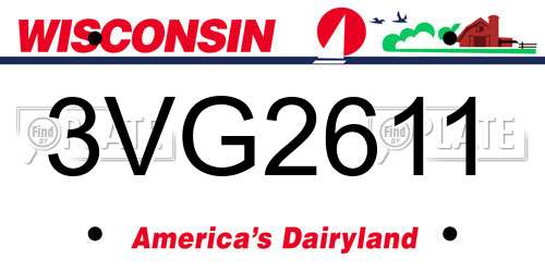3VG2611 Wisconsin License Plate