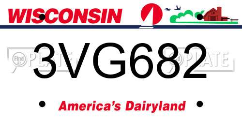 3VG682 Wisconsin License Plate