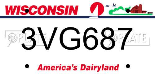 3VG687 Wisconsin License Plate