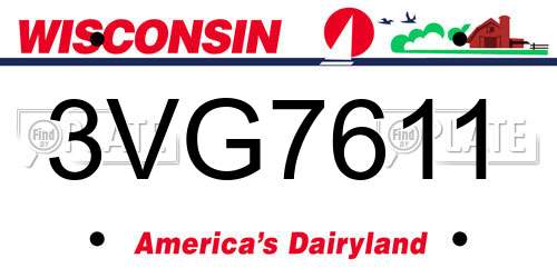 3VG7611 Wisconsin License Plate