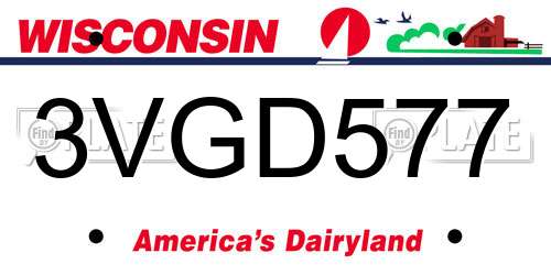 3VGD577 Wisconsin License Plate