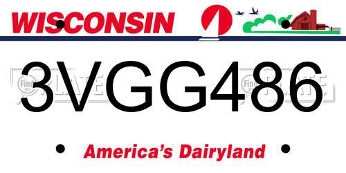 3VGG486 Wisconsin License Plate