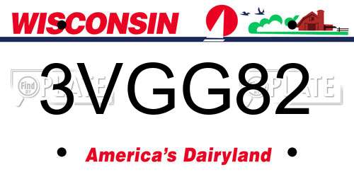 3VGG82 Wisconsin License Plate
