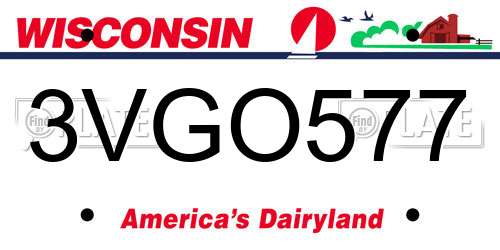 3VGO577 Wisconsin License Plate