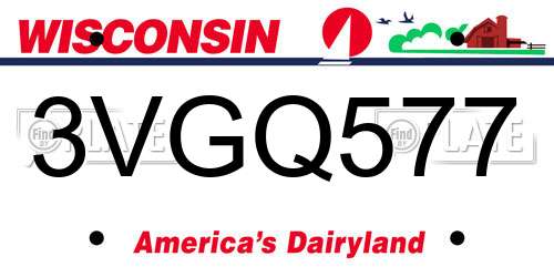 3VGQ577 Wisconsin License Plate