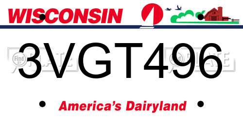 3VGT496 Wisconsin License Plate