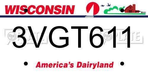 3VGT611 Wisconsin License Plate