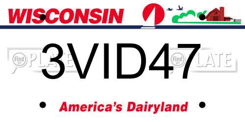 3VID47 Wisconsin License Plate