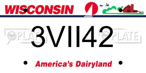 3VII42 Wisconsin License Plate