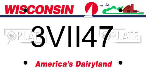 3VII47 Wisconsin License Plate