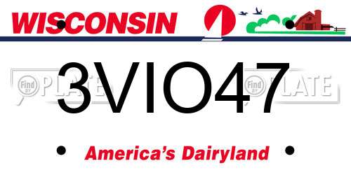 3VIO47 Wisconsin License Plate