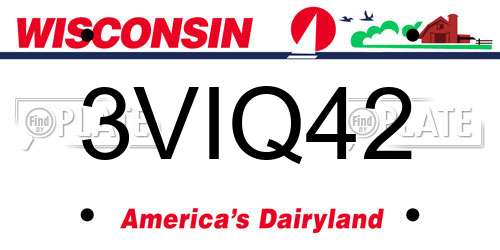 3VIQ42 Wisconsin License Plate