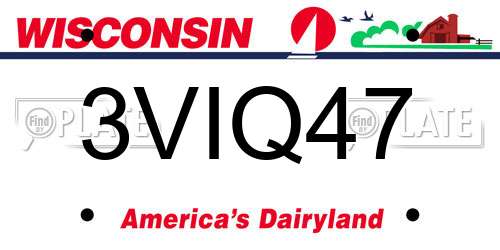 3VIQ47 Wisconsin License Plate