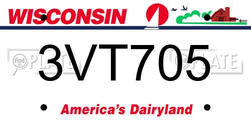 3VT705 Wisconsin License Plate