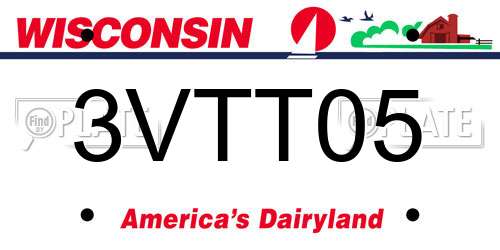 3VTT05 Wisconsin License Plate