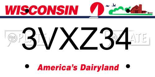 3VXZ34 Wisconsin License Plate