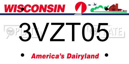 3VZT05 Wisconsin License Plate