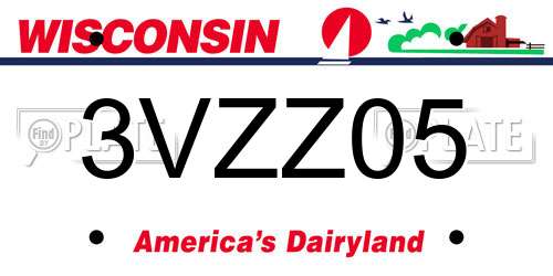 3VZZ05 Wisconsin License Plate