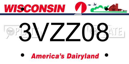 3VZZ08 Wisconsin License Plate