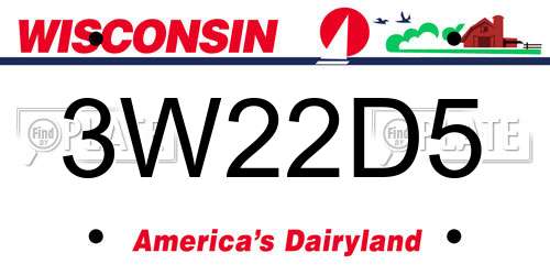 3W22D5 Wisconsin License Plate