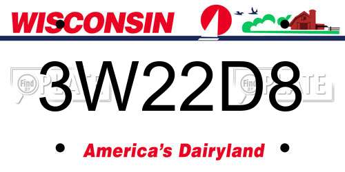 3W22D8 Wisconsin License Plate