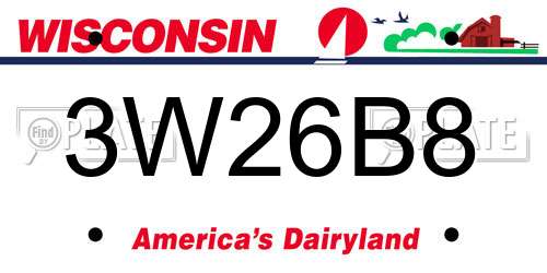 3W26B8 Wisconsin License Plate