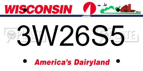 3W26S5 Wisconsin License Plate