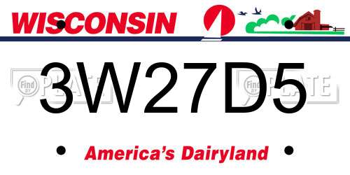 3W27D5 Wisconsin License Plate