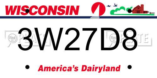 3W27D8 Wisconsin License Plate