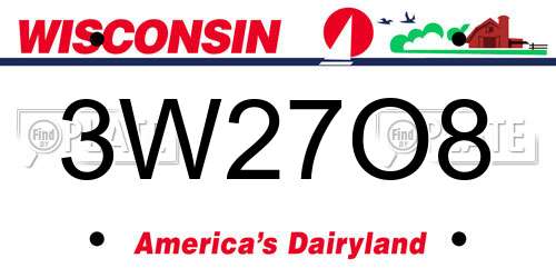 3W27O8 Wisconsin License Plate