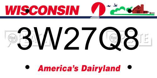 3W27Q8 Wisconsin License Plate