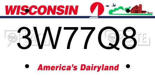 3W77Q8 Wisconsin License Plate