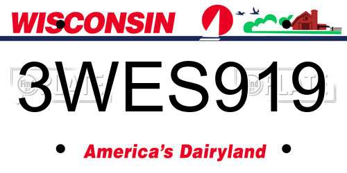 3WES919 Wisconsin License Plate