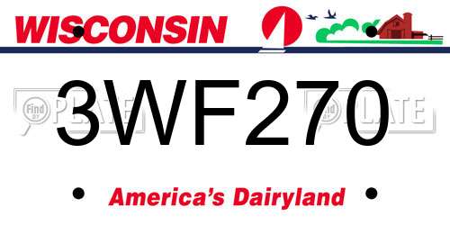 3WF270 Wisconsin License Plate