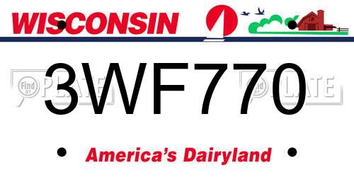 3WF770 Wisconsin License Plate