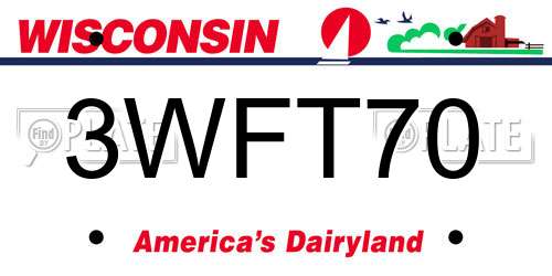 3WFT70 Wisconsin License Plate