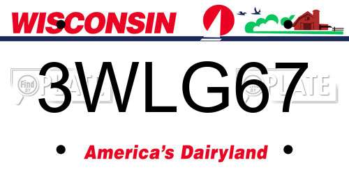 3WLG67 Wisconsin License Plate