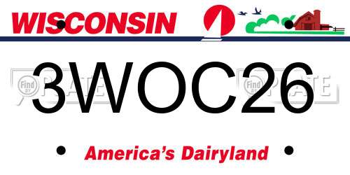 3WOC26 Wisconsin License Plate